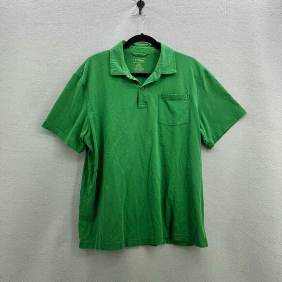 L.L. Bean Mens Kelly Green Cotton Polo Size L - Picture 6 of 6